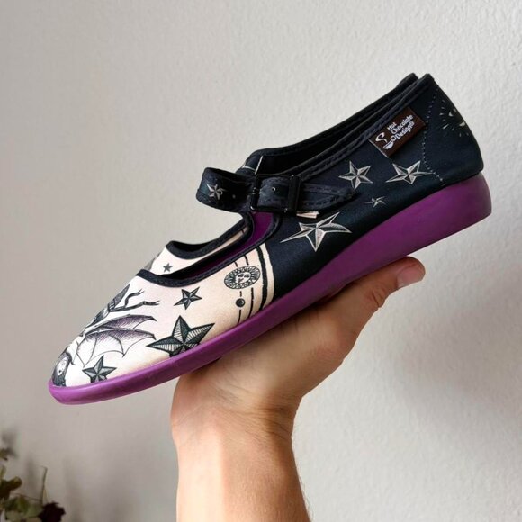 y2k 2000s emo art design purple mary jane sandals flats women's 7 - Picture 4 of 7